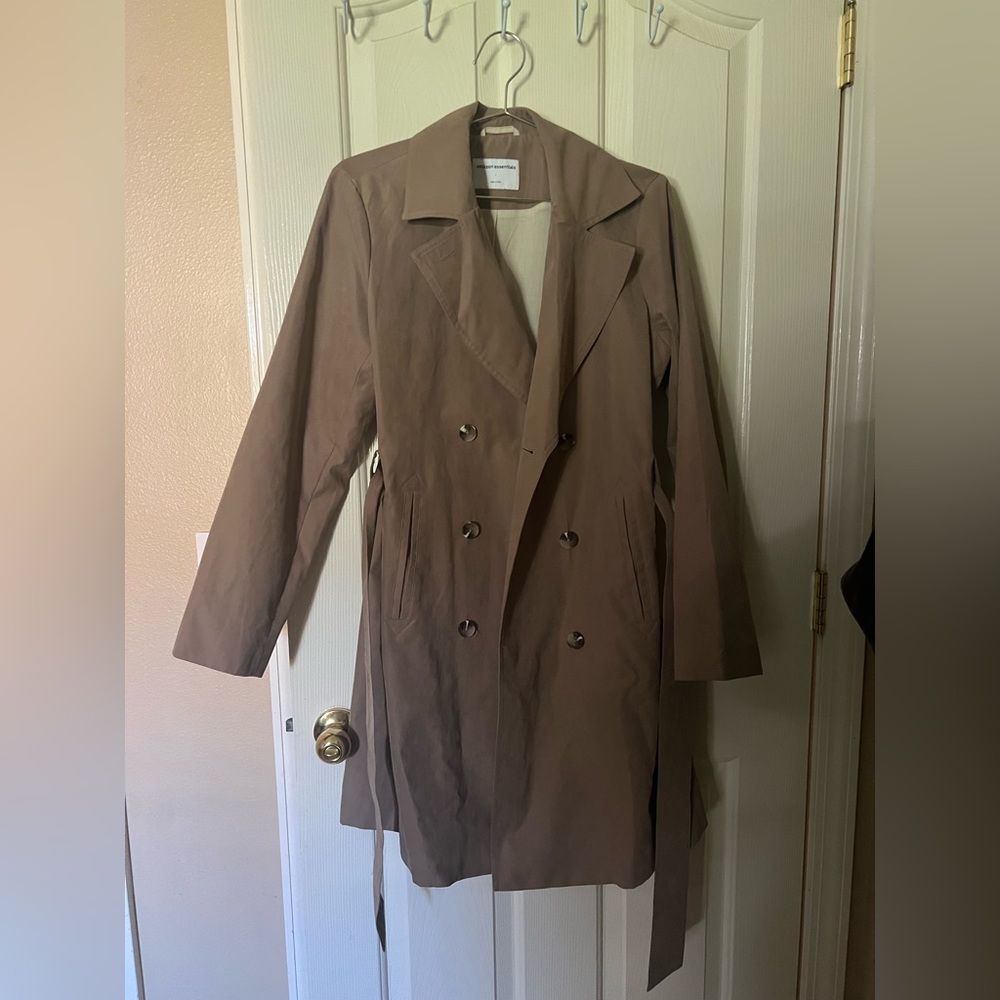 Camel Double-Breasted Trench Coat
